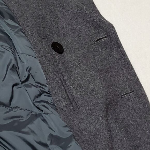 GAP Wool Blend Gray Notched Collar Filled Quilted Double Breasted Peacoat - Picture 14 of 16